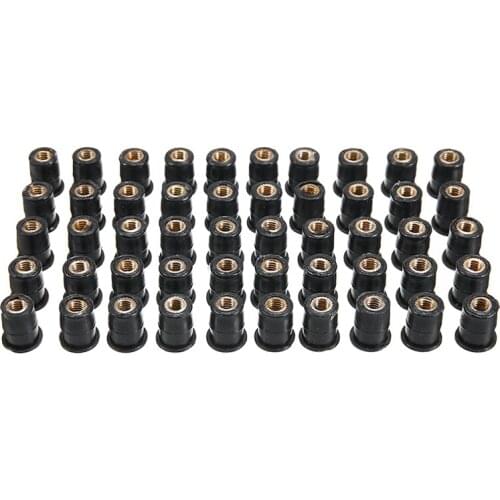 Mayitr 50pcs M5 Motorcycle Scooter Windshield Vibration Damper Panel Fastening Rubber Brass Nut Accessories