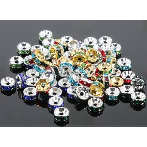 Fashion Multicolor Round Iron Shaped Diamond Ring Fashion Accessories Bead Jewelry Making DIY 4mm 6mm 8mm 10mm 50pcs