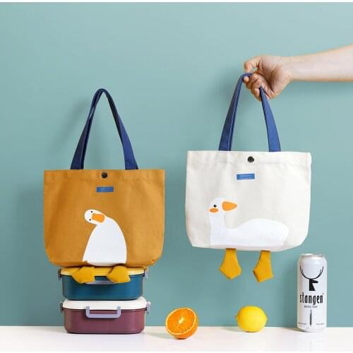 Cartoon Lunch Box Handbag Cotton And Linen Thick Insulation Bag Office Worker Lunch Bags
