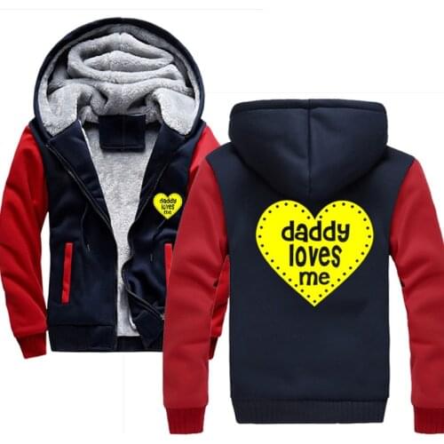 Mens Sweatshirts Jackets Daddy Loves Me Heart Funny Streetwear Hooded Hoody Autumn Winter Warm Thick Hoodies For Men Hoodie