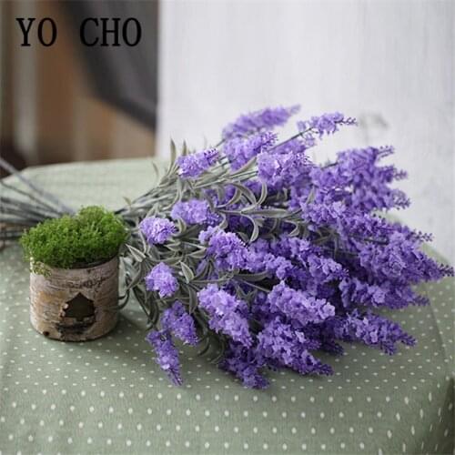 5 Heads Small Lavender Fake Flowers Branch Silk Artificial Flowers Provence Lavender for Home Garden Table Decor Wedding Flores