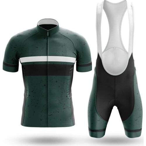 New Deep Green Cycling Jersey Set Sport Team Bike Men Clothing Quick Dry Summer Sleeve Cycling Road Ride Shirt Bib Short Gel Pad