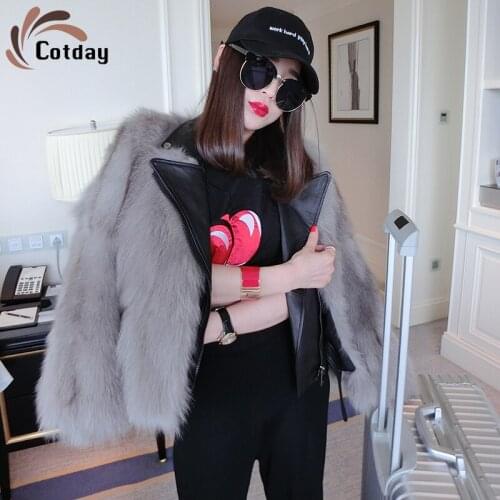 Cotday 2021 Autumn Winter New Faux Fur Coat Dark Gray Short Loose Style Moto & Biker Young Women Female Fashion Fur Coat Trend