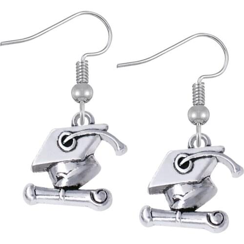 New fashion Dr. cap diploma metal pendant earring FIT school graduation ceremony souvenir jewelry eardrop