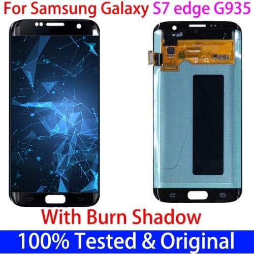 Original Super AMOLED 5.5'' Replacement Burn-Shadow Display For SAMSUNG S7 Edge G935 G935F LCD Touch Screen Repair With Frame