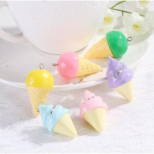 6pcs DIY earring pendant Flatback resin icecream charms Jewelry necklace pendant for earrings diy Keychain parts