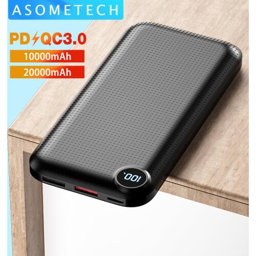 Power Bank 10000mAh & 20000mAh LED Portable Charger External Battery QC3.0 PD 18W PowerBank 10000 20000 mAh for iPhone 12 Xiaomi