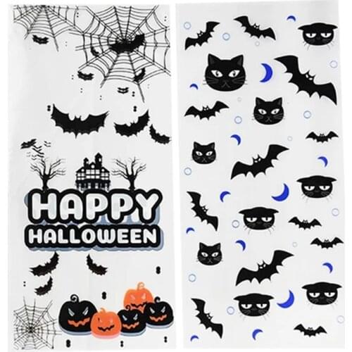 Hallwoeen Pumpkin Skull Cat Candy Bag Halloween Party Decor Gift Bag Transparent Cellophane Food Plastic Package Bags