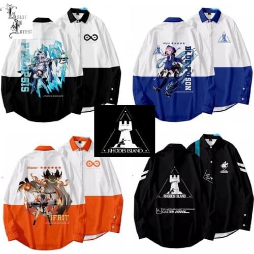 GAME Arknights 3D Printing Unisex Shirt Women/Men Casual Long Sleeve Cool Loose Button Streetwear Anime Overclothes Oversize 6XL