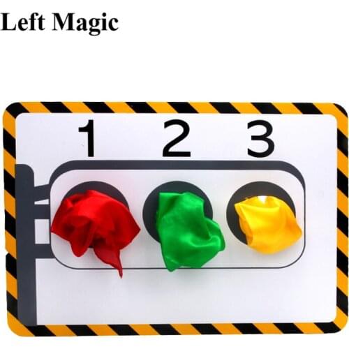 Stage Traffic Lights(With 3 Pcs Silk ) Magic Tricks Hole Silk Color Change Board Magic Props Gimmick Illusion Magician