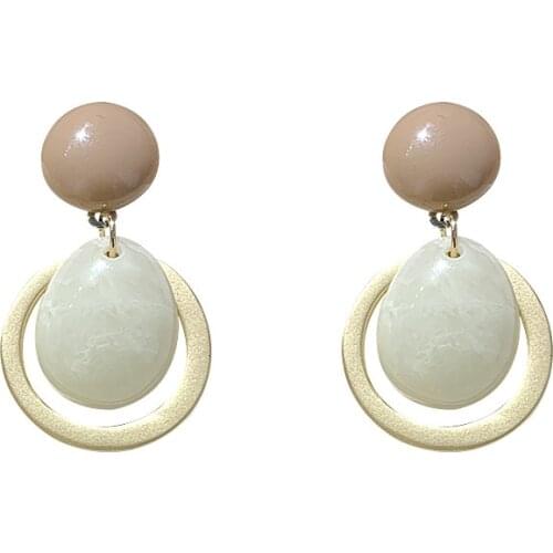 RZ122 925 Silver Needle Round Earrings Female Temperament Fashion Trendy Geometric Earrings Ins Cold Wind Earrings