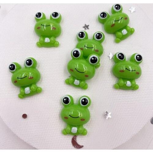 Resin Kawaii Colorful 3D Green Frog Flatback Cabochon Stone 30PCS Scrapbook DIY Decor Home Figurine Crafts OH382