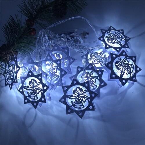 LED Bells Stars Light String Fairy Lights Garland Christmas Party Wedding Bedroom Decoration New Year 2022 Navidad Home Decor