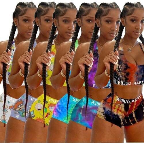 Biker Shorts Women Two Pieces Sets Tracksuits Sleeveless Crop Top+Jogger Shorts Pants Suit Sport Fitness Outfit Matching Set 3XL