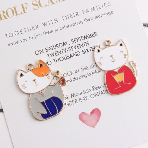 High Quality 10 Pcs DIY Fashion Charms Gift Enamels Kimono Cat Alloy Pendant Making Bracelet Necklace Jewelry Accessories 2018
