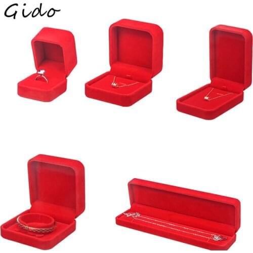 High Quality Wedding Jewelry Storage Case Amazing Red Velvet Ring Earrings Necklace Pendant Bracelet Storage Organizer Gift Box