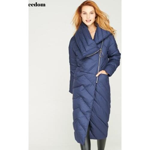 S-3XL Plus size 90% duck down warm fluffy down Parkas coat femle winter long Asymmetric style thicker warm down jacket wj1071w