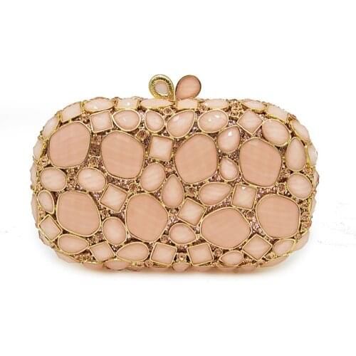 Pink Hollow Out Hard Case box gift Diamond Luxury Handbags Women Evening Wedding Party Clutch Minaudiere crossbody messenger Bag