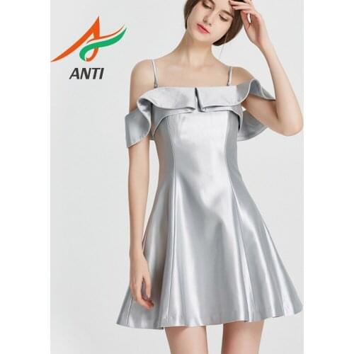 ANTI Fast Shipping Homecoming Dresses High Quality Silver Short Tight Dress 2019 Strapless Sling Vestido de formatura In Stock