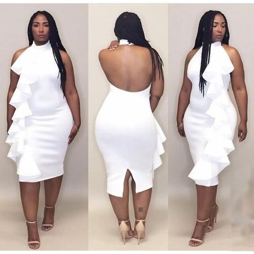 2021 Ins Internet Celebrity Famous Women Dress Solid Color Backless Above Knee