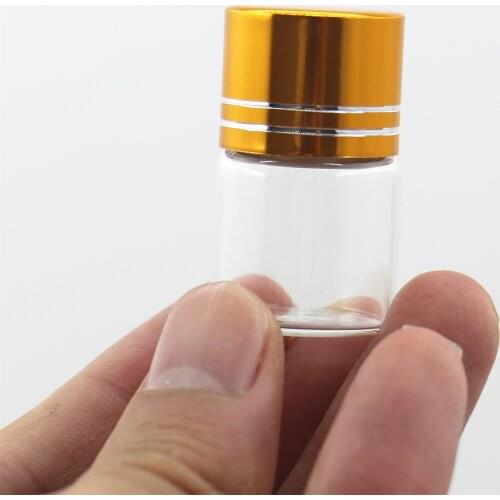 100 pcs/Lot 22*35mm 7ml Small Glass Bottle Golden Plastic Cap Crafts Tiny Glass Jars Transparent Empty Mini Bottle DIY Gift