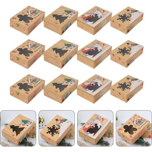 12pcs Biscuit Boxes Biscuit Boxes Christmas Storage Boxes Packing Boxes for Xmas
