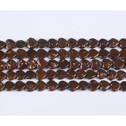 13-14mm Brown Heart Shape Pearls Irregular Freshwater Pearl Strand