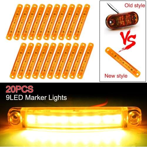 20Pcs/set 9 LED 12-24V Lamps Red/White/Blue/Yellow Side Marker Lights Truck Accessories Tail indicators For Bus Truck Trailer