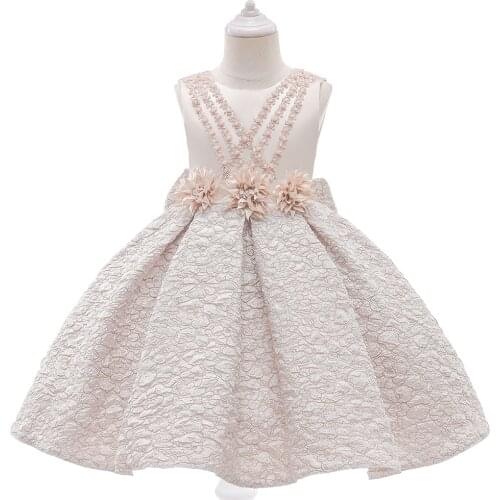 2021 Summer Princess Dresses For Girls Wedding Formal Ball Gown Applique Flower Girl Birthday Party Dress Children Clothing