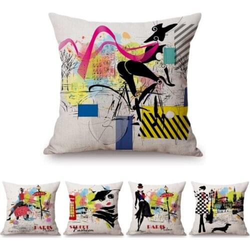 Abstract Modern Art Fashion Girl Lady Home Sofa Pillow Case Nordic Beauty Store Decoration Red Yellow Black Color Cushion Cover