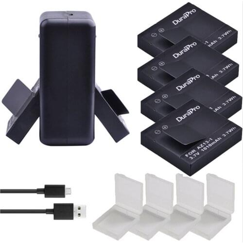 4PC 1010mAH AZ13-1 AZ13 1 AZ13 Rechargeable L-ion Battery Akku + USB Dual Charger for Xiaomi Yi Action Camera AZ13-1 Bateria