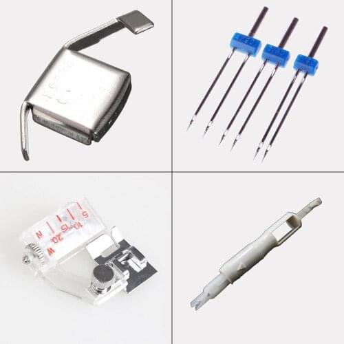 Sewing Machine Accessories Flat Car Magnet Gauge Needle Threader Stitch Insertion Tool Double Needle Adjustable Sewing Presser