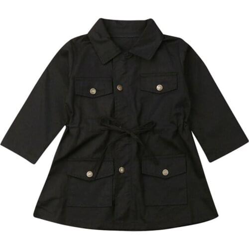 England Style Spring Autumn Girls Casual Jackets Button Outerwear Fashion Black Windbreaker Children Clothing Cute Girls Coat
