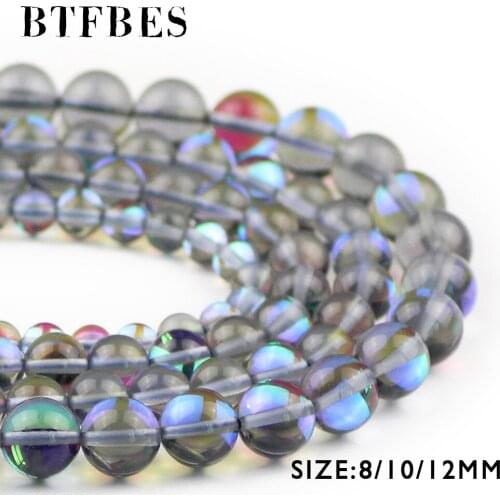 BTFBES AAA Blue Synthetic Flash Stone Natural Labradorite Stone Beads 6 8 10mm Round Loose Beads for Jewelry Bracelet Making DIY