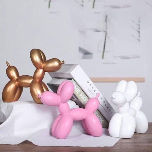 Nordic Style Cute Balloon Dog Shape Sculpture Home Desktop Living Room Cake Baking Shop Resin Animals Statue Craftwork Decor