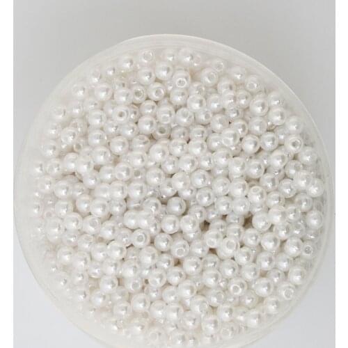 Hot Selling 2000 Pcs White Color Acrylic Plastic Beads Pearl Imitation Round Beads 4mm Dia. (PS-BSG02-01WH)