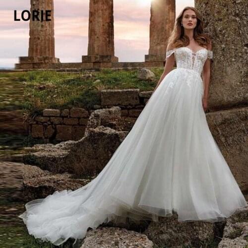 LORIE Elegant Wedding Dresses Boho Sweetheart Appliques Lace Custom Made Long White Ivory Wedding Bridal Gown suknia slubna