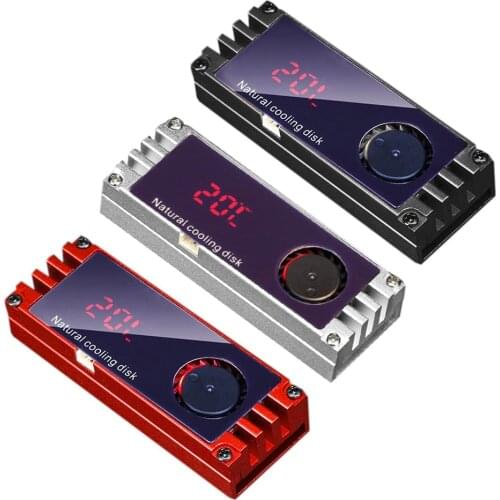 M.2 SSD Heatsink Cooler Digital Temperature Display with Turbo Cooling Fan for 2280 22110 NVMe M2 Solid State Drive Thermal Pad