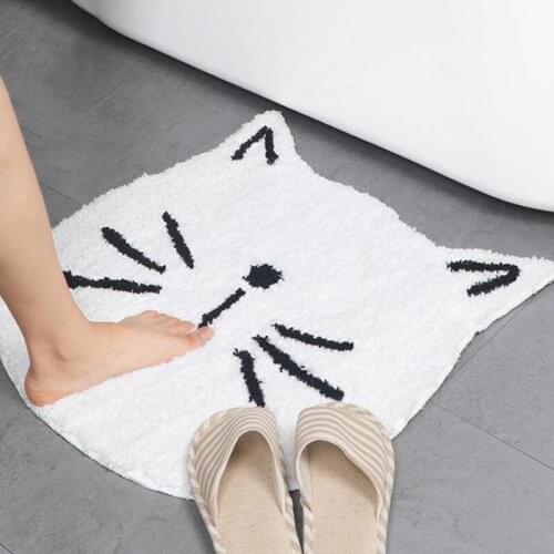Cute Cat Shape Bathroom Carpet 60*60cm Bath Mat Water Absorption Bathroom Rug Kitchen Carpet Non-slip Floor Mat Toilet Bath Rug