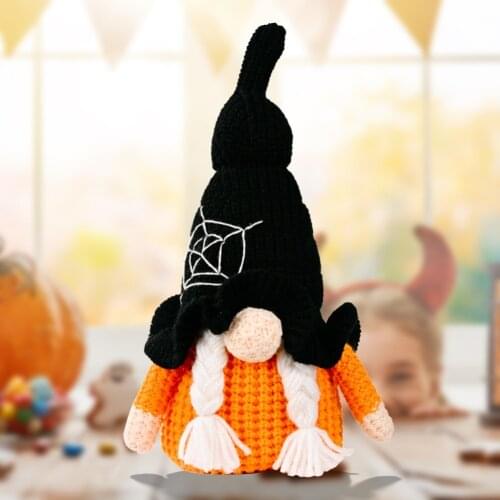 Cute Cartoon Dwarf Elf Halloween Knitted Gnome Doll Ornaments Christmas Home Decor