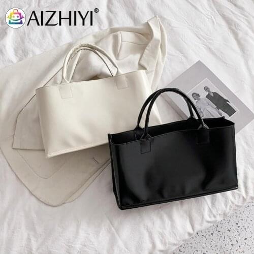 Fashion Women Pure Color PU Leather Handbag Casual Ladies Large Capacity Shopping Tote Bag
