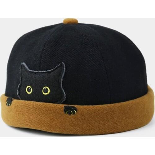 Mens Landlord Hat Street Cat Pattern Melon Cap Innocent Standard Sailor Skull Caps Pumpkin Brimless Hats Winter Beanie Hat