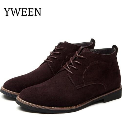YWEEN Brand Faux Suede Leather Mens Boots Men Business Casual leather Shoes Autumn Winter Fashion Oxford Shoes For Men