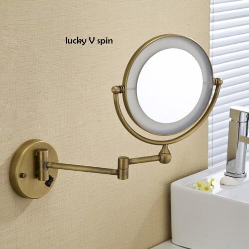 Free Shipping 8"LED light Wall Mounted Round Magnifying Mirror LED Makeup Mirror battery make up ladys private mirrors