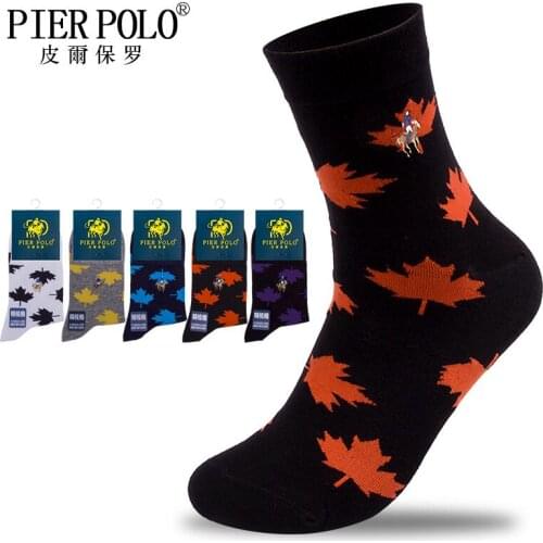 New Fashion Socks 5 Pairs/lot Brand Men Pier Polo Socks Happy Meia Mens Socks Business Embroidery Cotton Socks calcetines
