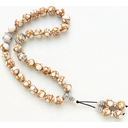 New Unisex 10mm White Stone Bead 33 Prayer Beads Islamic Muslim Tasbih Allah Mohammed Rosary