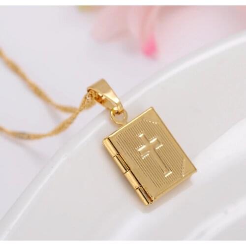 Cute new women cross gold color charms pendant necklace men fashion christian jewelry factory wholesale crucifix god gift