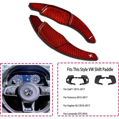 Carbon Fiber Steering Wheel Shift Paddle Extension Shifters For Volkswagen VW GOLF 7 Golf7 2015- GTI R MK7 MK7.5 R Scirocco