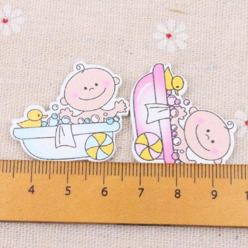 Blue/Pink Baby Shower Pattern Scrapbooking Craft DIY Embellishment For Handmade Sewing Home Decoration 31x36mm 20pcs MT0376-FD