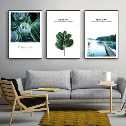 Spray Color Plants Leaves Succulents Abstract Black And White Letters Canvas Painting Wall Picture Poster Living Room Decoration